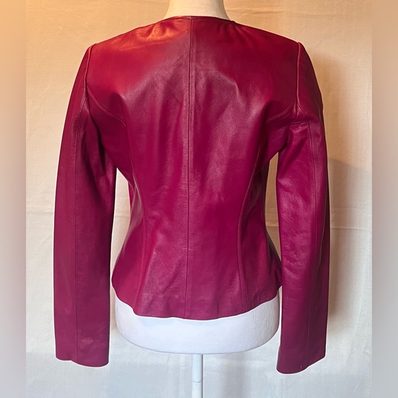 Pink Leather Jacket Size 6 is a true statement piece. - Picture 2 of 8
